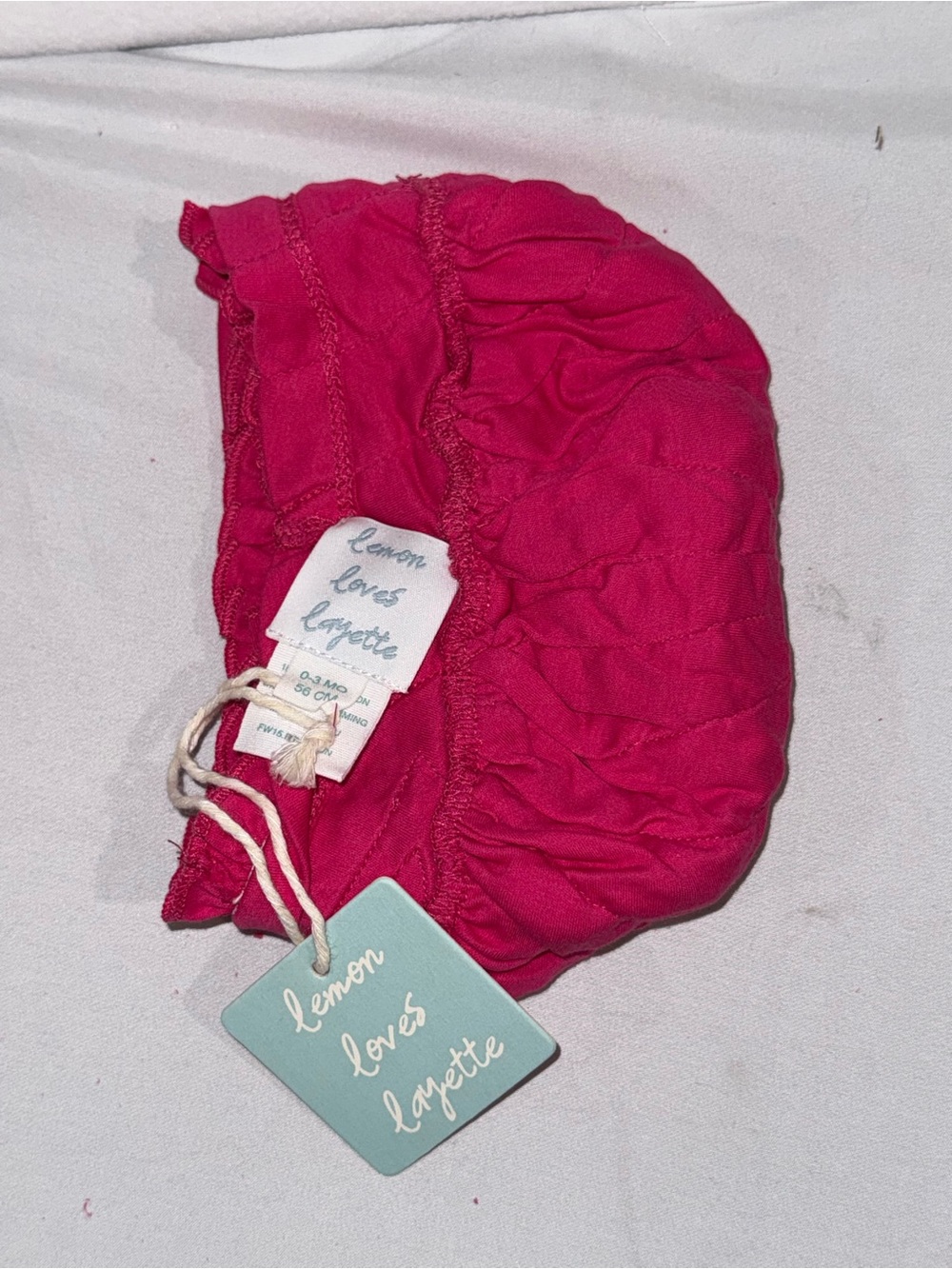 Lemon Loves Layette Hot Pink Rosette Beanie Hat 0 - 3 Months Boutique Baby NWT - Picture 2 of 2